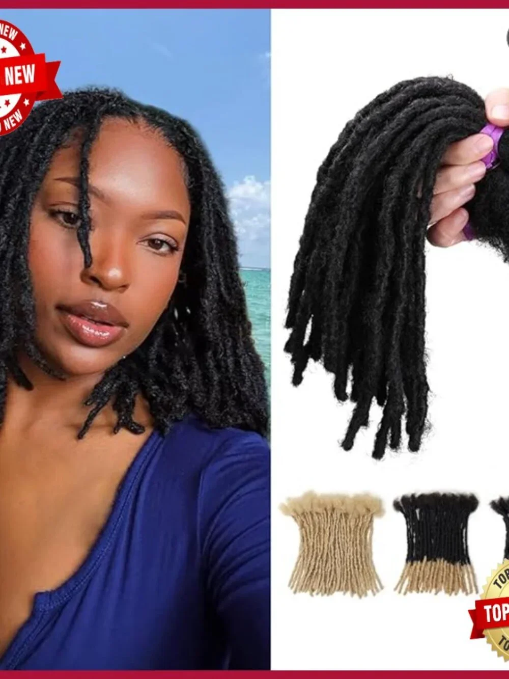10 Inch Human Hair Dreadlock Extensions, 40 Strands, 0.6cm Width